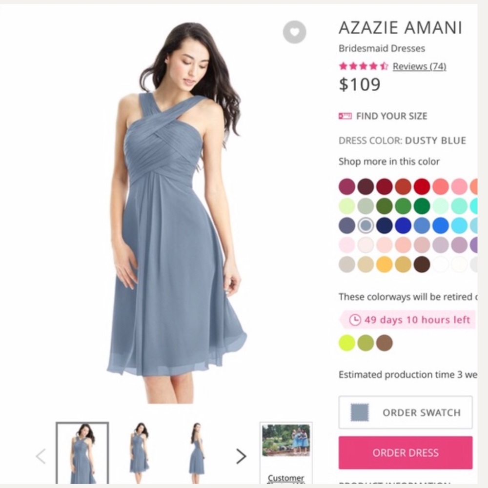 Azazie Amani, Dusty Blue SZ: 4 & Matching Shawl